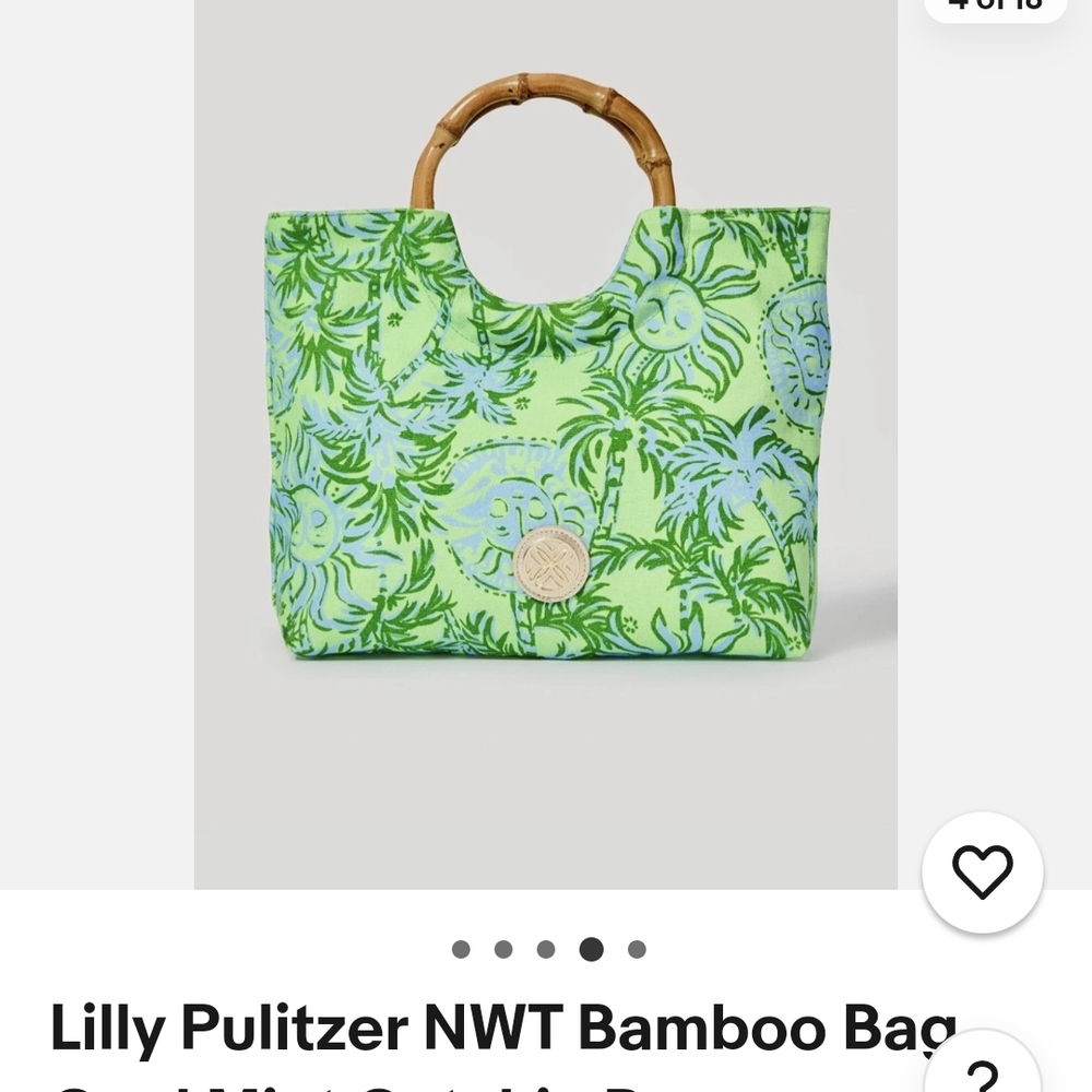 Lilly Pulitzer Bag - Lilly Pulitzer Bamboo Handle Bag Cool Mint Catchin Rays NWT